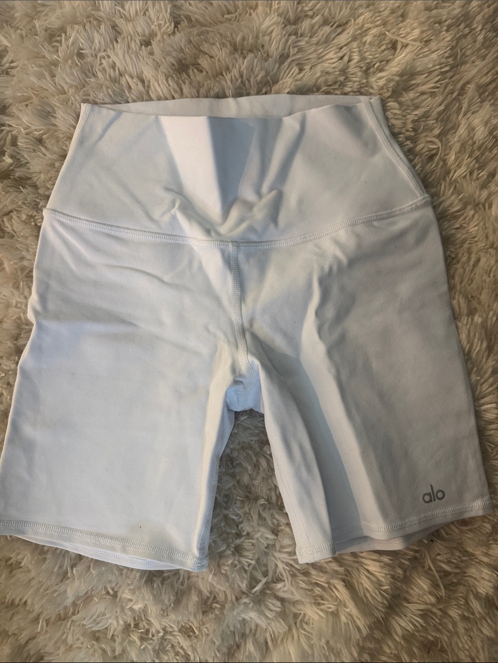 ALO Yoga White High-Waist Bike Shorts
